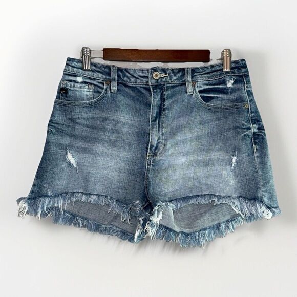 Kancan Jean Shorts Raw Hem Denim Cutoff Blue Distressed Edgy Festival Chic 11/29 - Picture 10 of 15